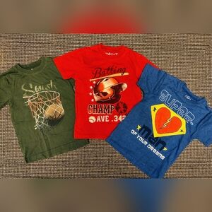 Wes & Willy 4/4T bundle of Kids Graphic T-Shirts - Red, Green, and Blue